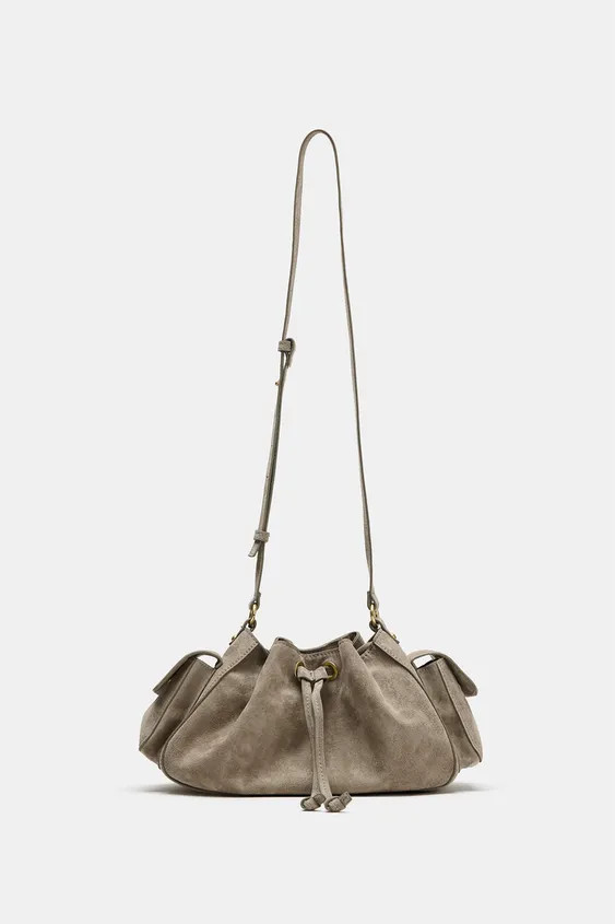 MINI GATHERED LEATHER CROSSBODY BAG | Zara UK