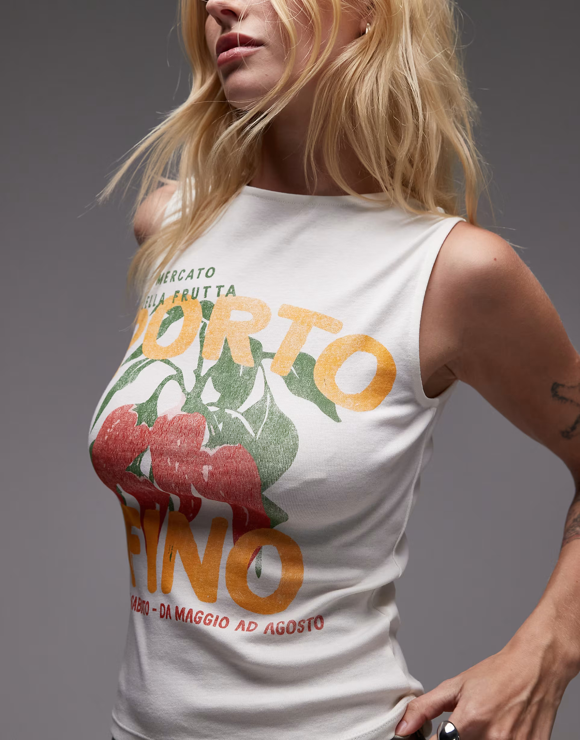 Topshop graphic Portofino tank in ecru | ASOS (Global)