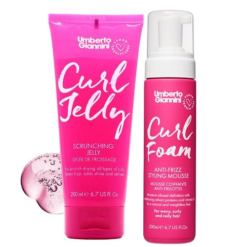 Umberto Giannini Curl Jelly & Foam Mousse Duo - Vegan & Cruelty-Free Styling Gel and Mousse for Defrizzing Curly or Wavy Hair | Amazon (US)