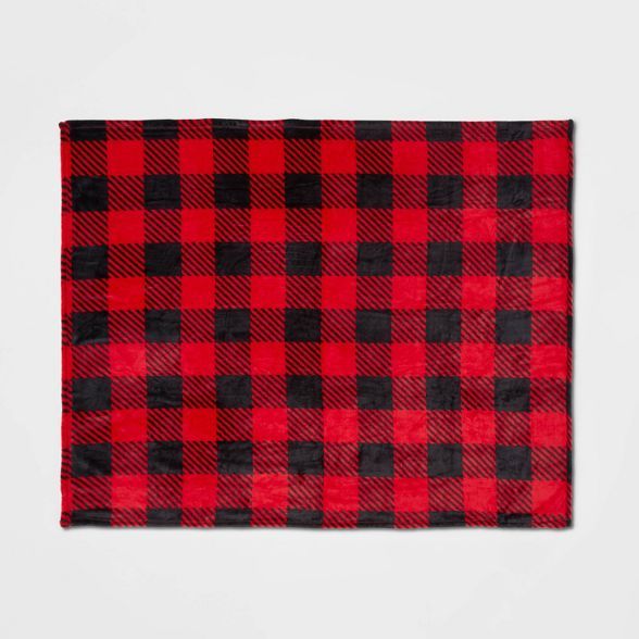Buffalo Check Printed Plush Christmas Throw Blanket - Wondershop™ | Target