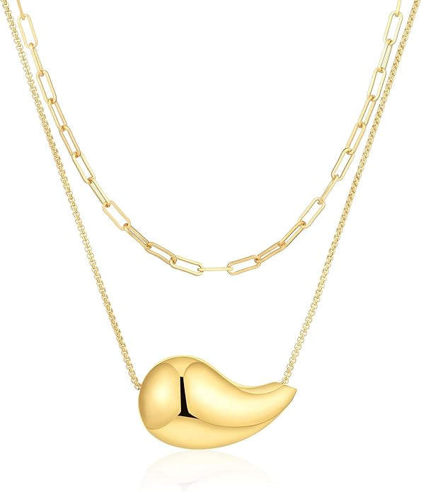 Teardrop Necklace Earrings Jewelry Set for Women, Dupes Drop Dainty 14k Gold Plated Water Hypoall... | Amazon (US)