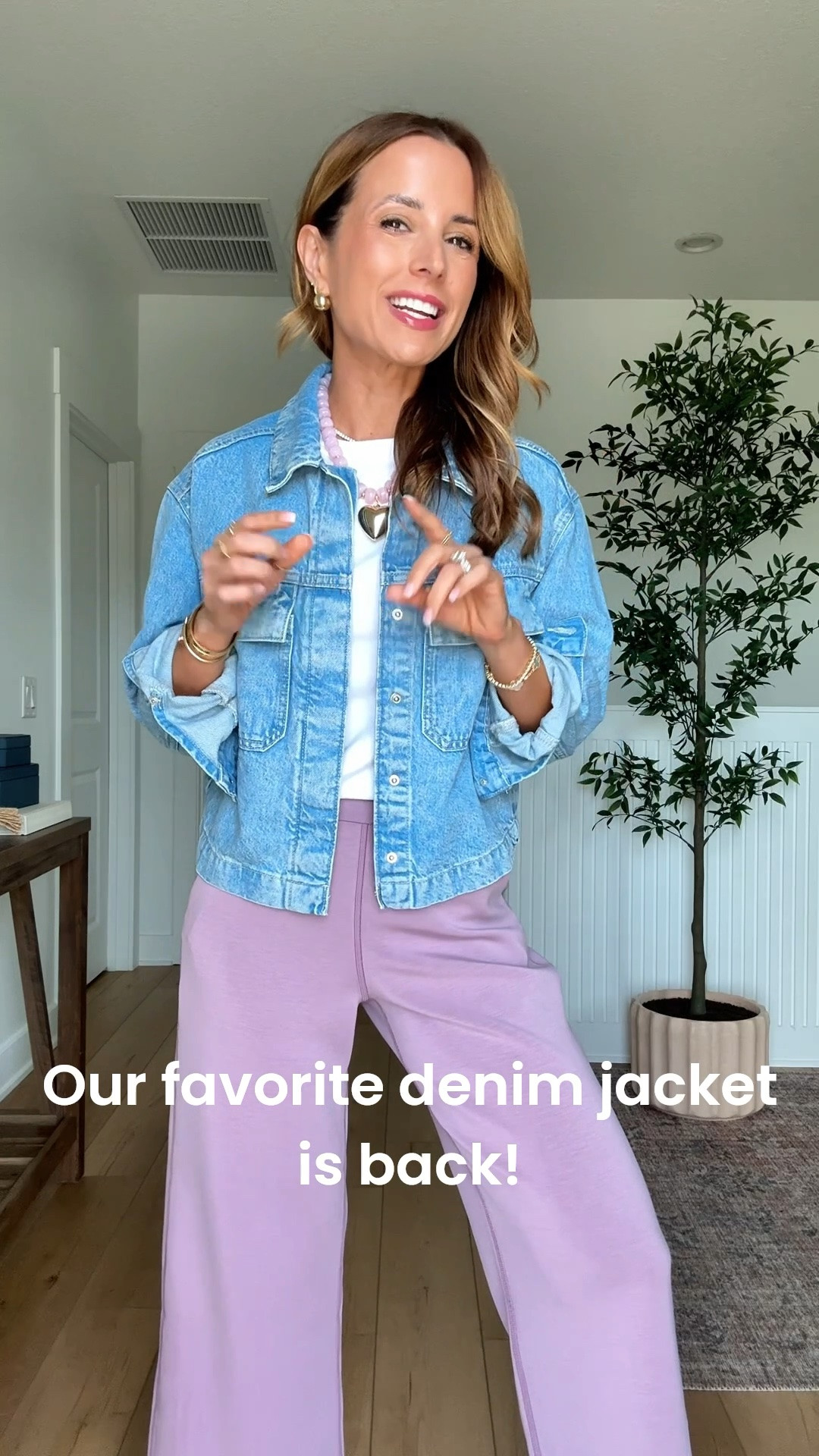 New Target arrivals. Summer outfits. Petite-friendly denim jacket in XS. Casual outfit. Mom outfit. Wide leg modal blend pants in XS. Love this white t-shirt in XS.

#LTKootd #LTKPetite #LTKmomlife
