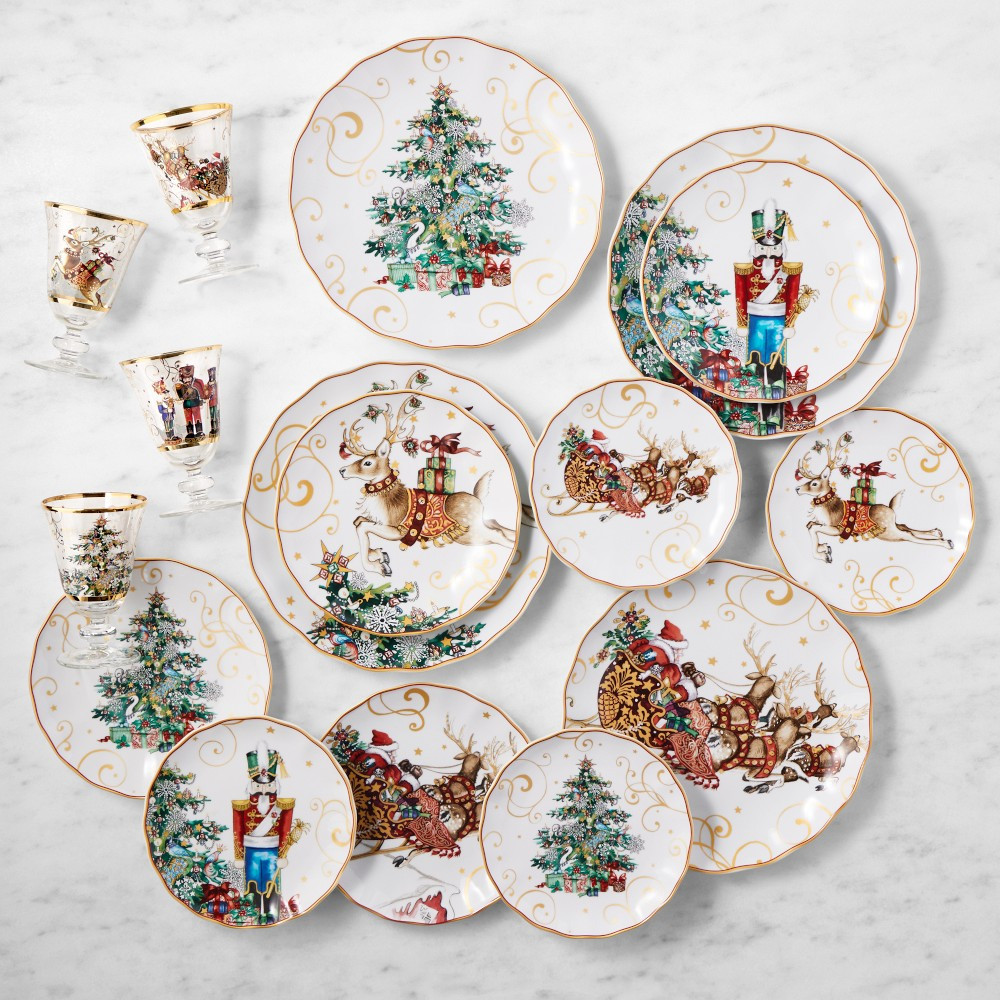 'Twas the Night Before Christmas Mixed 16-Piece Dinnerware Set with 'Twas Goblets | Williams-Sonoma