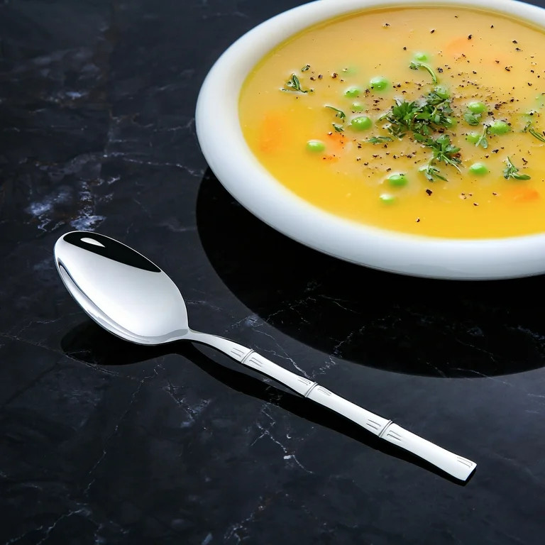 Mainstays Bamboo Design Stainless Steel Flatware Set, 20 Pieces, Service for 4 Adults | Walmart (US)