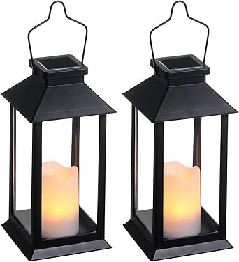 Tomshine 2 Pack Solar Lanterns, Outdoor Garden Hanging Lanterns, 11.8 Inch LED Flickering Flamele... | Amazon (US)