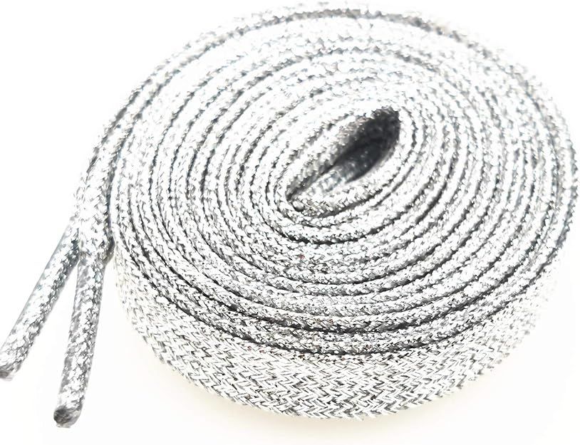Glitter Shoe Laces (2 Pairs 45") Sparkly Shiny Flat Shoelace for Sneakers Canvas Athletic Girls' ... | Amazon (US)