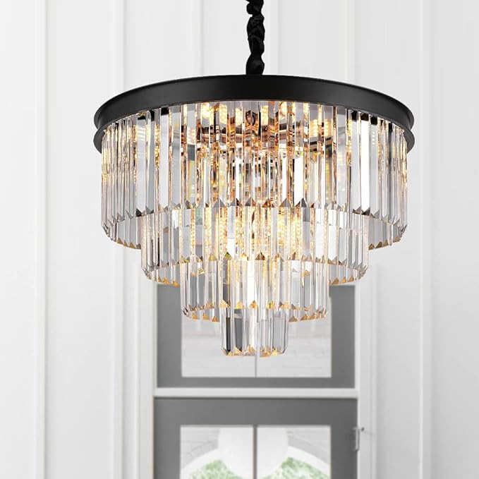 Modern Crystal Chandeliers 24" Round Top K9 Crystals Chandelier Adjustable Ceiling Light Fixture ... | Amazon (US)
