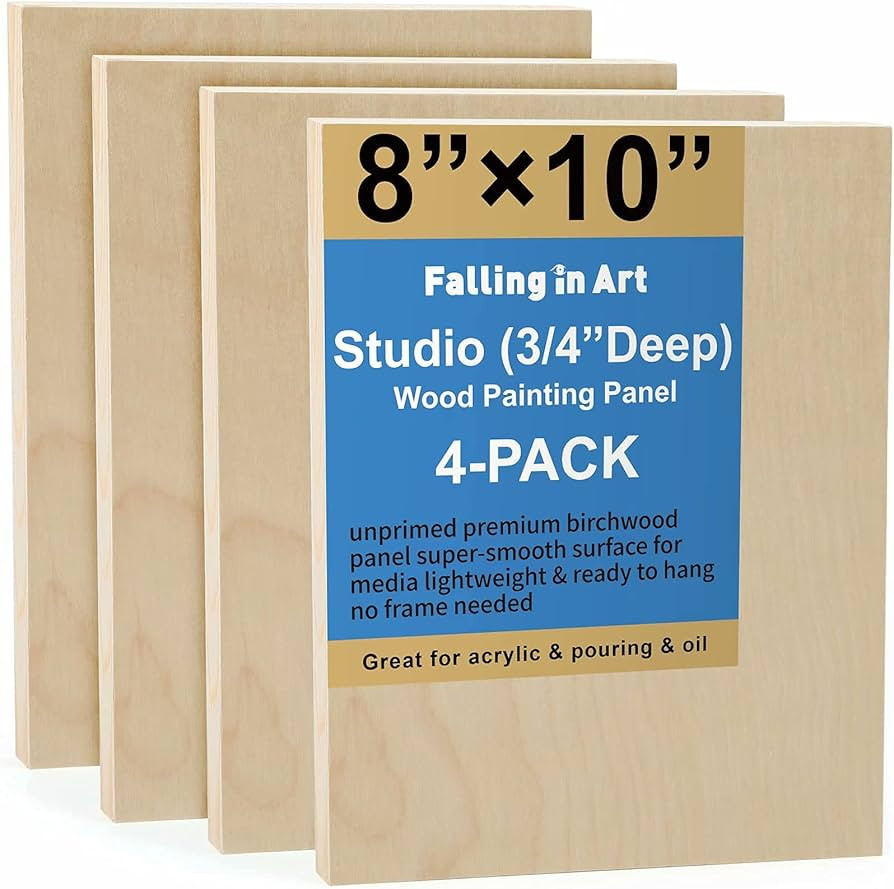 Falling in Art Unfinished Birch Wood Canvas Panels Kit, Falling in Art 4 Pack of 8x10’’ Studi... | Amazon (US)
