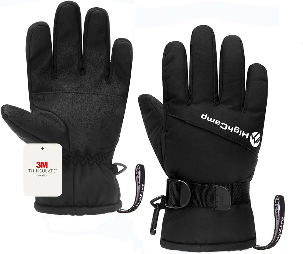 HIGHCAMP Kids Boy Waterproof Winter Snow Ski Snowboard Gloves with Reflector | Amazon (US)