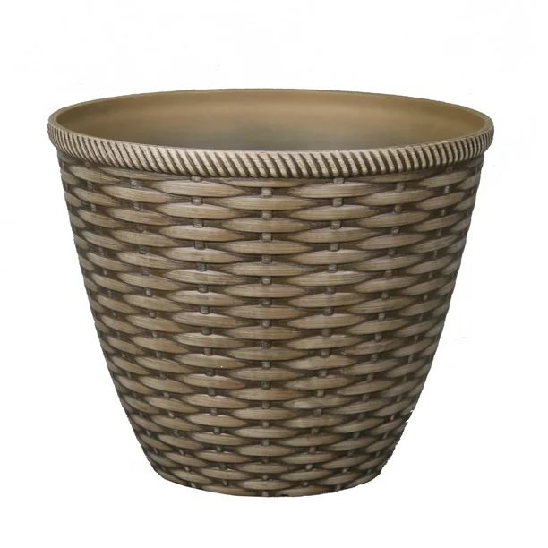 Mainstays Woven 14inch Round Planter, Natural, Recycled Resin, 13.9" D x 11.2" H | Walmart (US)