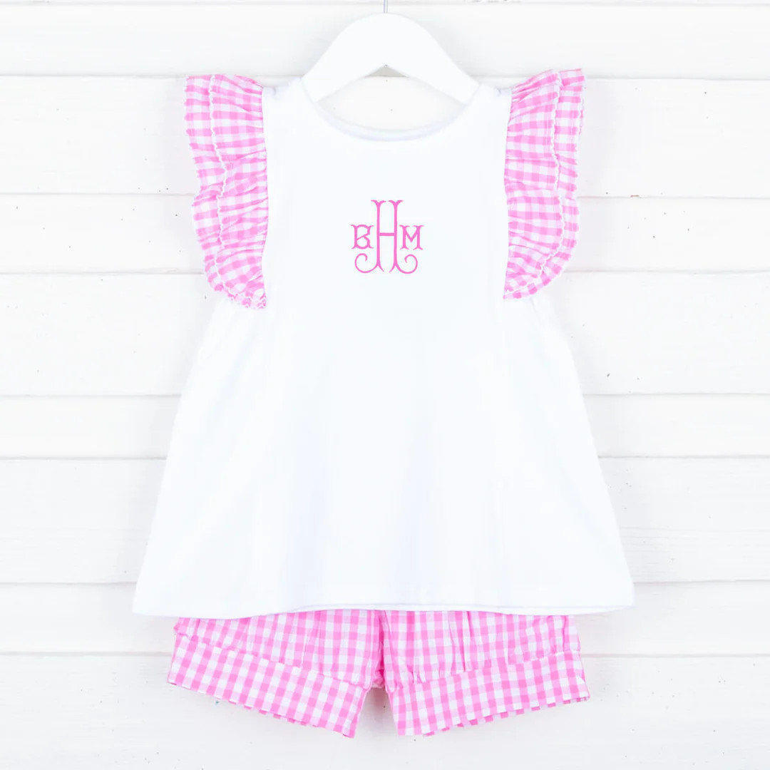 Bubblegum Pink Gingham Kate Short Set | Classic Whimsy