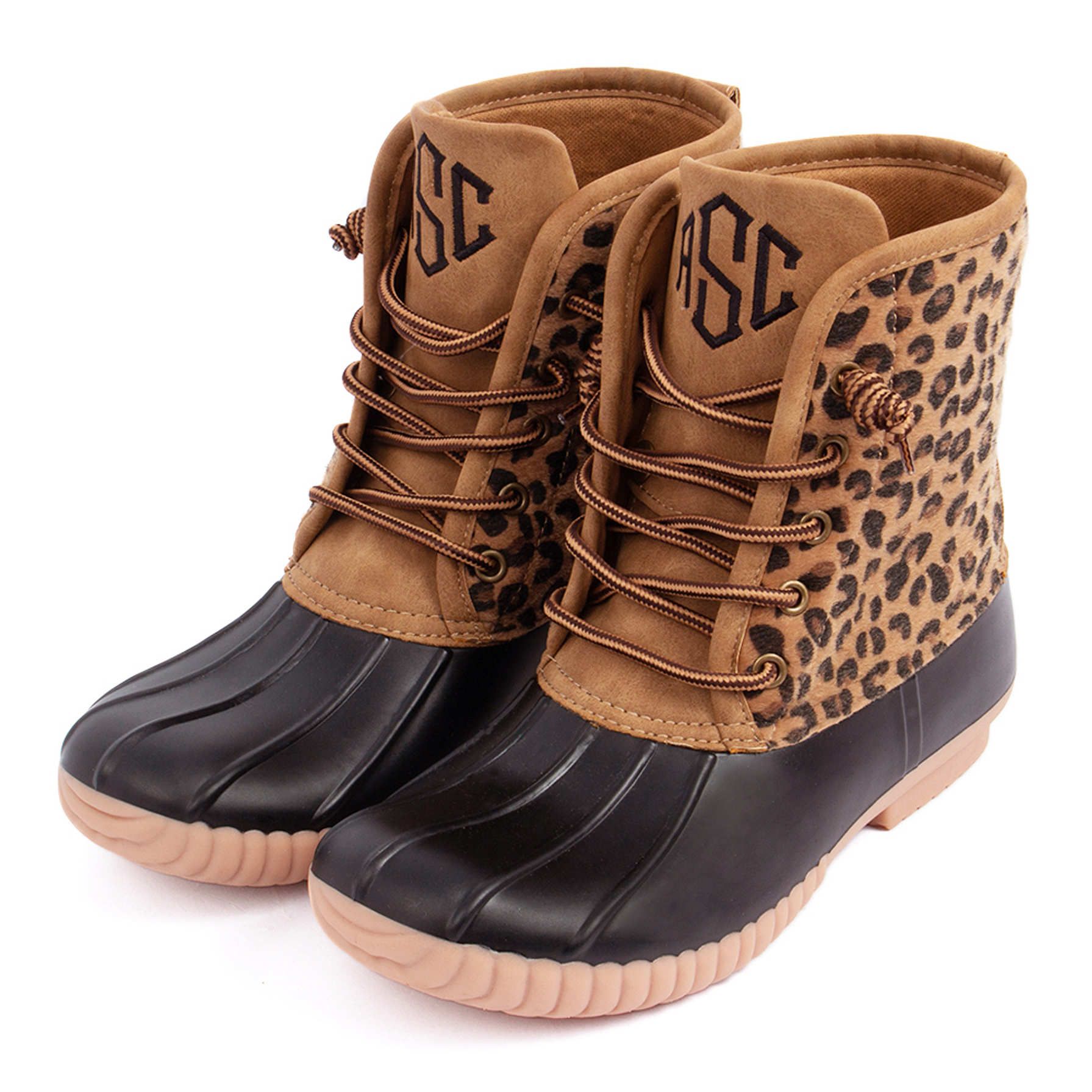 Monogrammed Leopard Duck Boots | Marleylilly