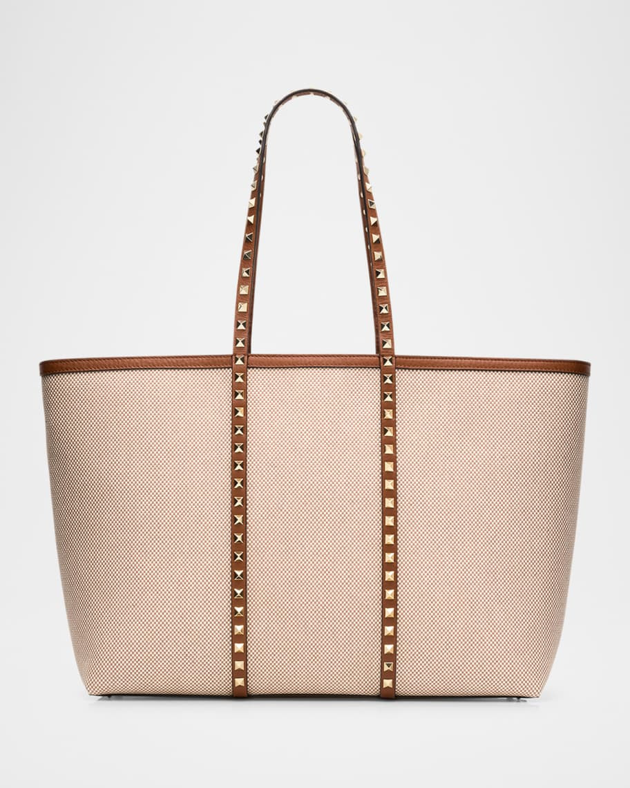 Valentino Garavani Rockstud Medium Canvas Tote Bag | Neiman Marcus