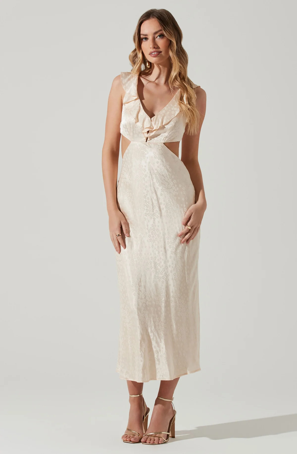 Nyla Satin Side Cutout Lace Up Midi Dress | ASTR The Label (US)