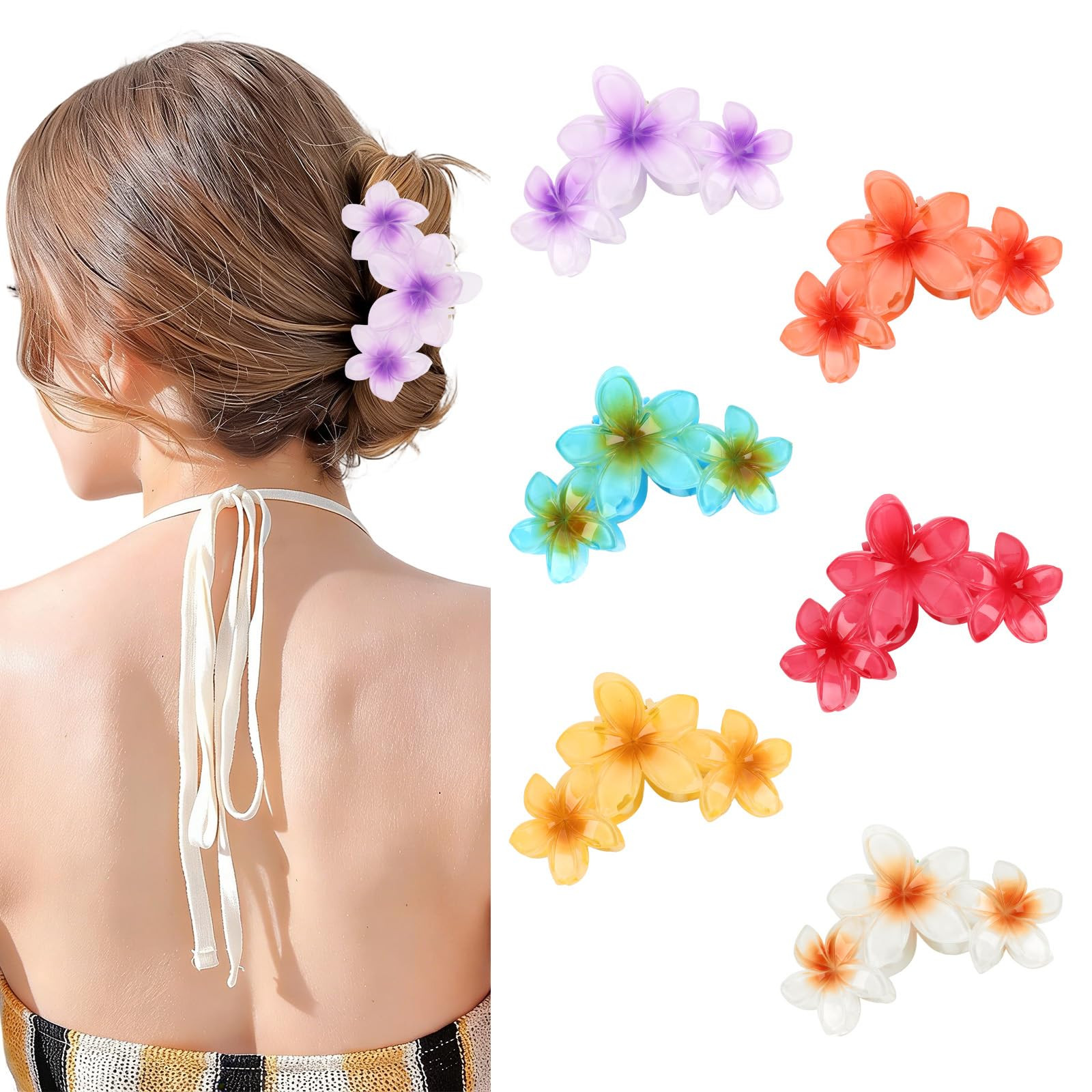 ANBALA 6Pcs Large Flower Hair Claw Clips for Women Girls Strong Hold and Non-Slip Claw Clip Hawai... | Amazon (US)