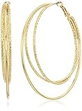 Guess Smooth and Textured Wire Gold Hoop Earrings | Amazon (US)