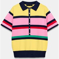 Zara - Striped Knit Polo Top - Multicolored - S - Woman | Zara US