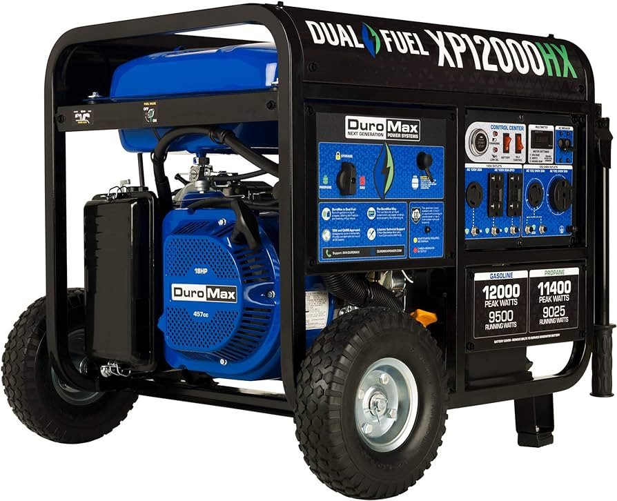 DuroMax XP12000HX Dual Fuel Portable Generator-12000 Watt Gas or Propane Powered Electric Start w... | Amazon (US)