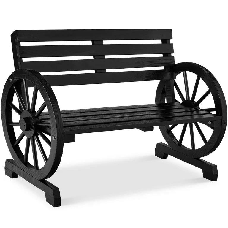 Best Choice Products 2-Person Wooden Wagon Wheel Bench for Patio, Garden, Outdoor Lounging w/ Rus... | Walmart (US)