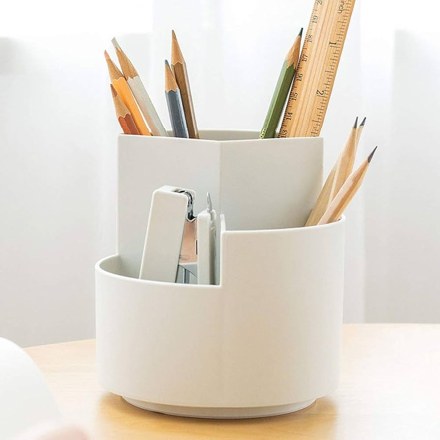 Rotating Art Supply Organizer, Pen Holder 3 Compartments, School Supplies Organizer for Pen, Colo... | Amazon (US)