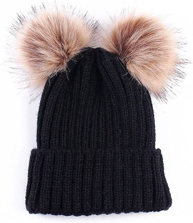 Women Winter Chunky Knit Double Pom Pom Beanie Hats Cozy Warm Slouchy Hat | Amazon (US)