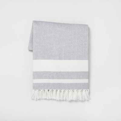 Stripe Throw Blanket Gray + Sour Cream - Hearth & Hand™ with Magnolia | Target