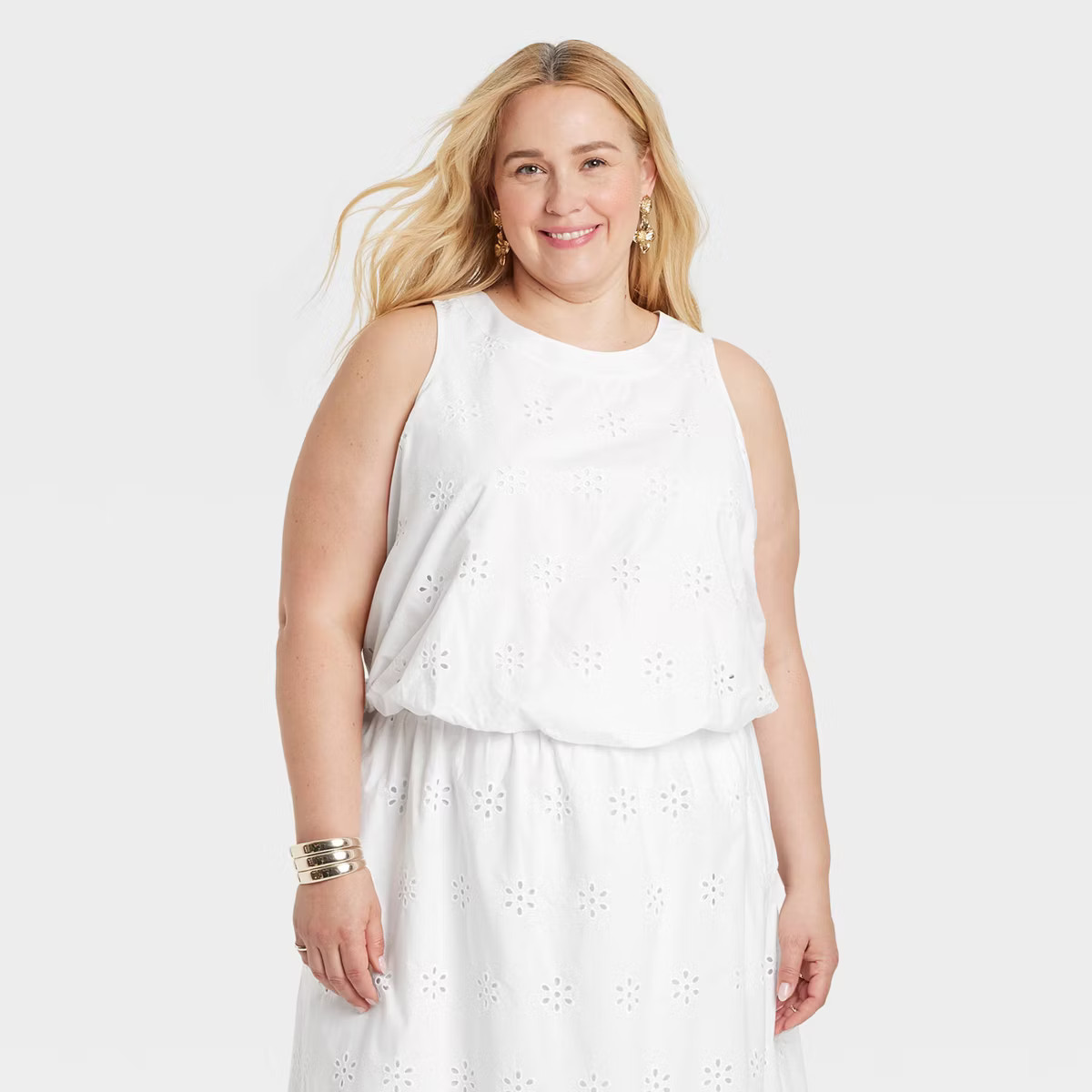Women's Eyelet Bubble Hem Shirt - A New Day™ White | Target