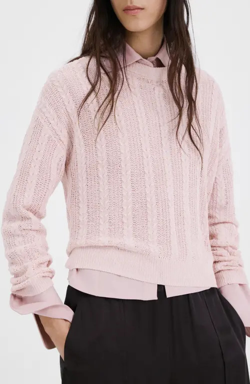 MANGO Lace Pattern Sweater in Light/pastel Pink at Nordstrom, Size X-Small | Nordstrom