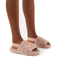 Dreamtime Baby Pink Fluffy Strap Back Slippers - US 5-6 | Public Desire (US & CA)