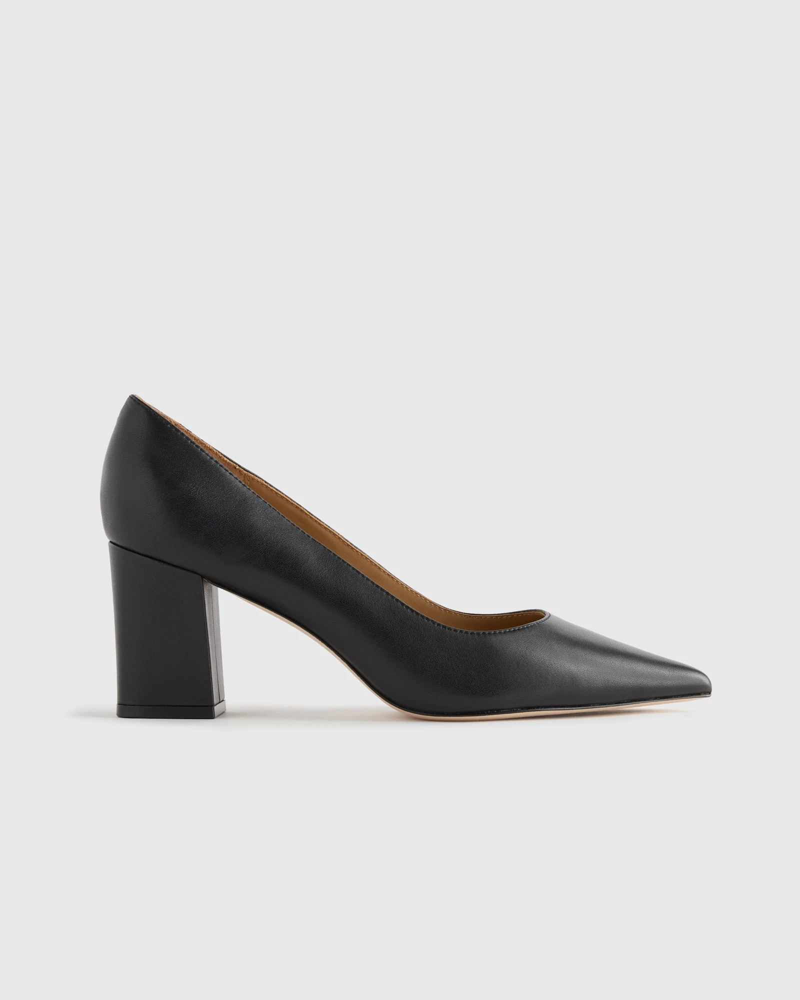 Quince | Women's Italian Leather 65mm Block Heel Pump in Coffee Bean, Size 9 | Quince