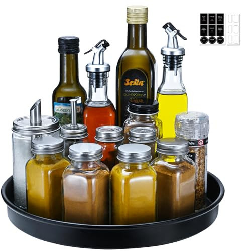 Amolliar 12" 1 Pack Black Lazy Susan Turntable Organizer, Metal Spice Organization for Cabinet, Kitchen, Fridge, Countertop, Makeup, Pantry Organizer and Storage, Non-Skid Rack, Under Sink Organizer | Amazon (US)