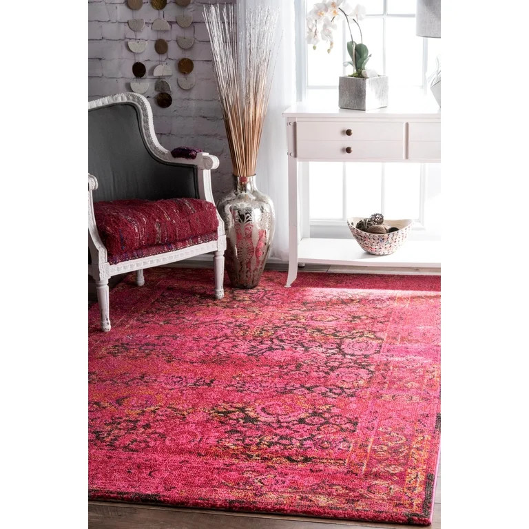 nuLOOM Vintage Shuler Rug 7' 10" x 11' Cherry Pink Rectangle (KKCB08A-710011) | Walmart (US)
