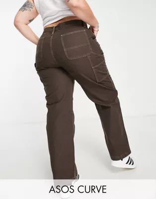 ASOS DESIGN Curve minimal cargo pants in chocolate | ASOS | ASOS (Global)