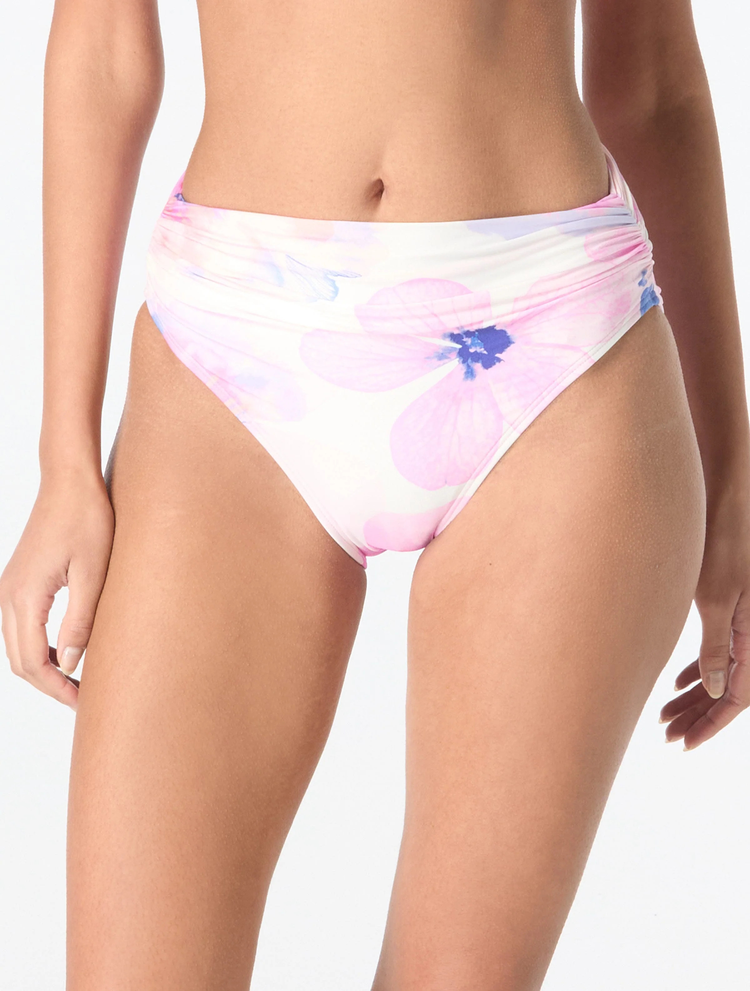 Carmen Marc Valvo Ruched High Waist Bikini Bottom - Floral Escape | Beach2Ocean