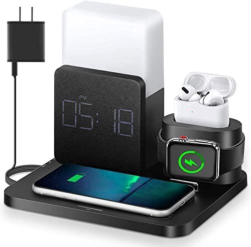 Wireless Charger,3 in 1 Fast Charging Station with Digital Alarm Clock and Night Light,Compatible fo | Amazon (US)