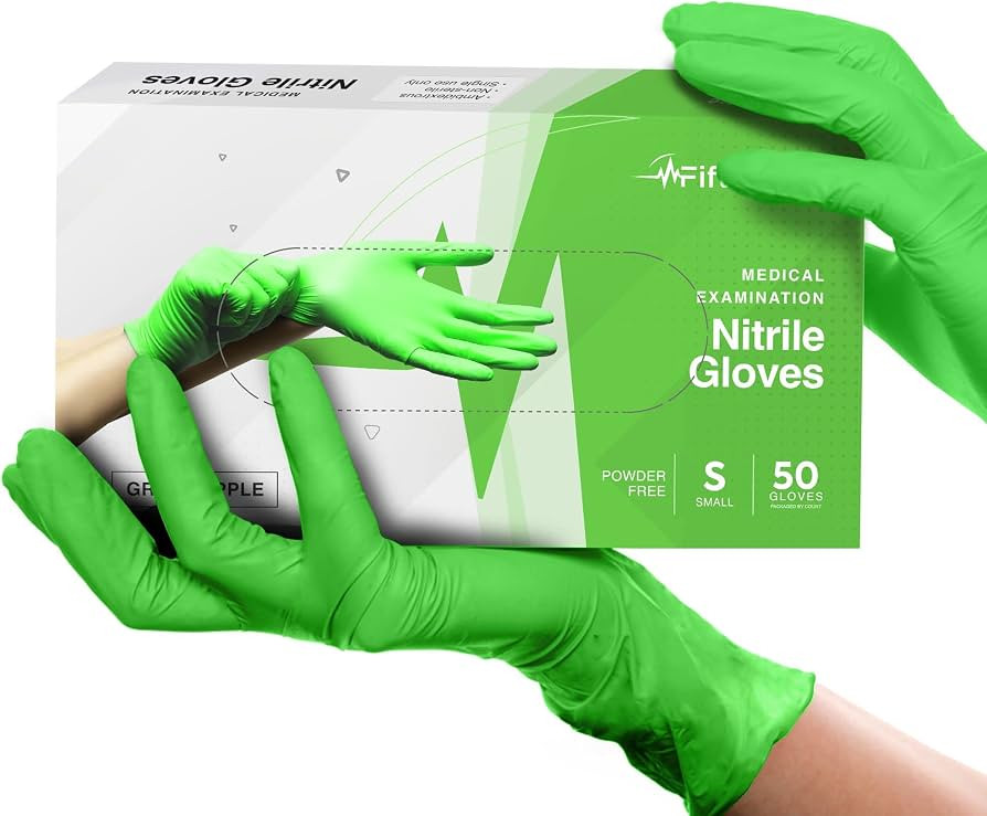 FifthPulse Green Nitrile Disposable Gloves - 50 Count - 3 Mil Nitrile Gloves Small - Powder and L... | Amazon (US)