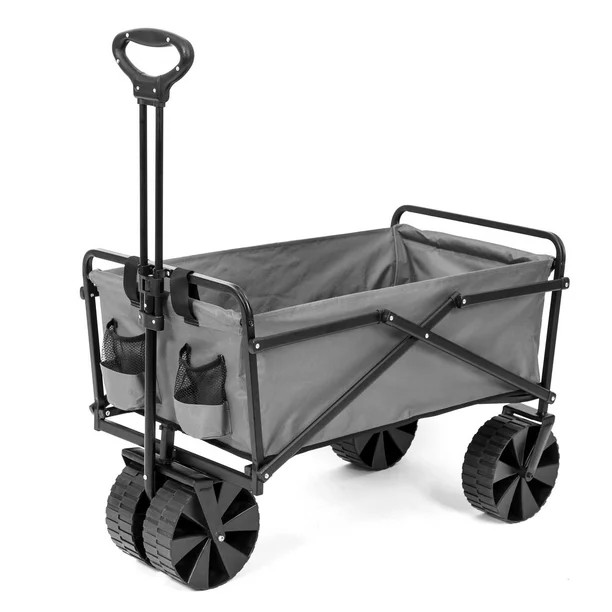 Seina Manual 150 Pound Capacity Folding Utility Beach Wagon Outdoor Cart, Gray - Walmart.com | Walmart (US)