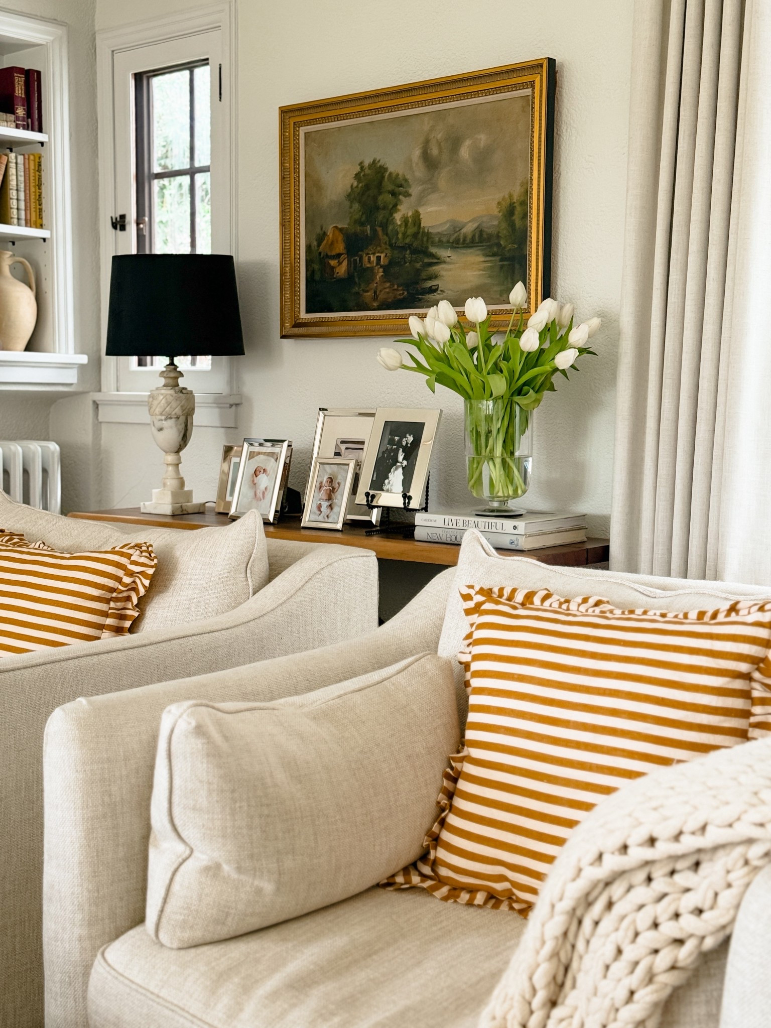 Been getting lots of questions on these stripe pillows. They’re handmade premium linen pillow covers in the color ochre (comes in other colors). It’s a nice heavy weight and you’ll instantly know it’s high quality when you feel it! #homedecor #springhomedecor

#LTKHome