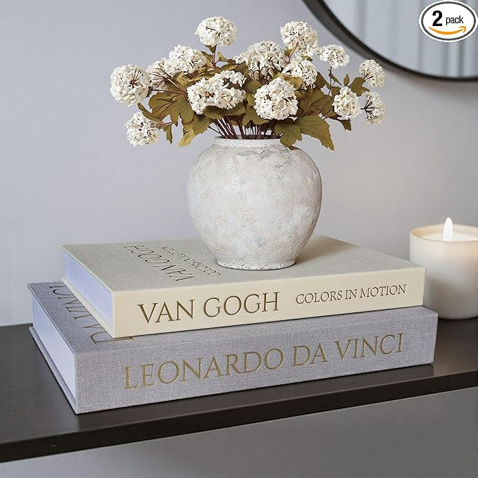 MAOBUYOU Decorative Linen Book Set of 2, Faux Book Storage Box, Coffee Table and Bookshelf Decor | Amazon (US)