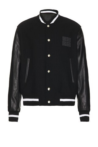 Givenchy Mix Material Varsity Jacket in Black - Black. Size 46 (also in ). | FWRD 