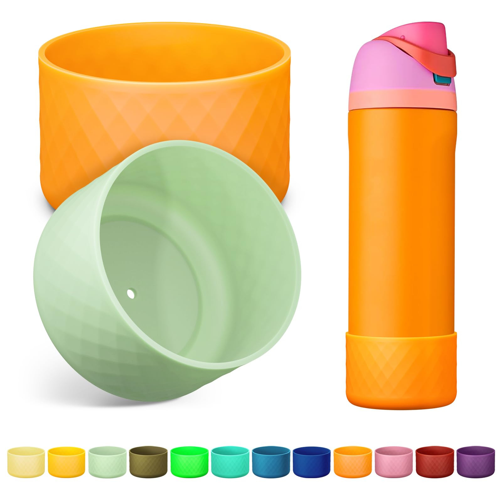 2PCS Silicone Water Bottle Boot for Owala 24oz 32oz 40oz, Anti-Slip Protective Sleeve Bottom Bump... | Amazon (US)