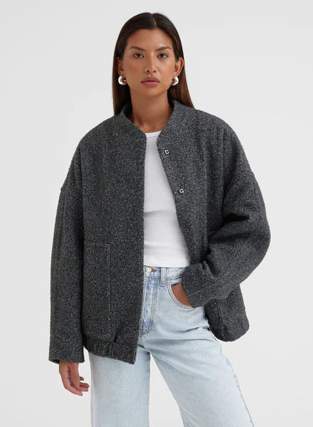 Grey Marl Oversized Bomber Jacket – Brielle | 4th & Reckless