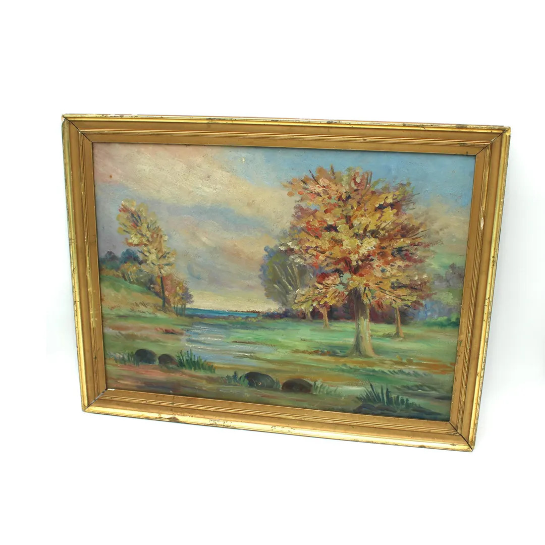 Lovely Vintage Framed Original Landscape Oil Painting - Trees, River, Lake, Water, Nature, Antiqu... | Etsy (US)