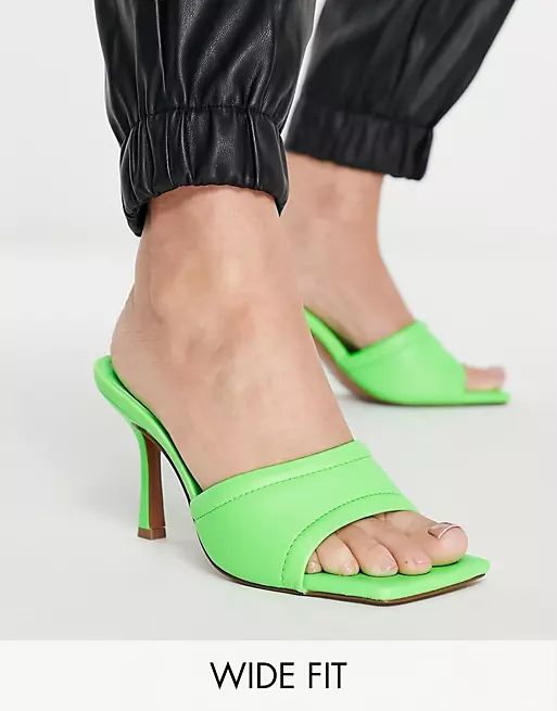 ASOS DESIGN - Harvey - Mules larges à talon mi-haut - Vert citron | ASOS (Global)