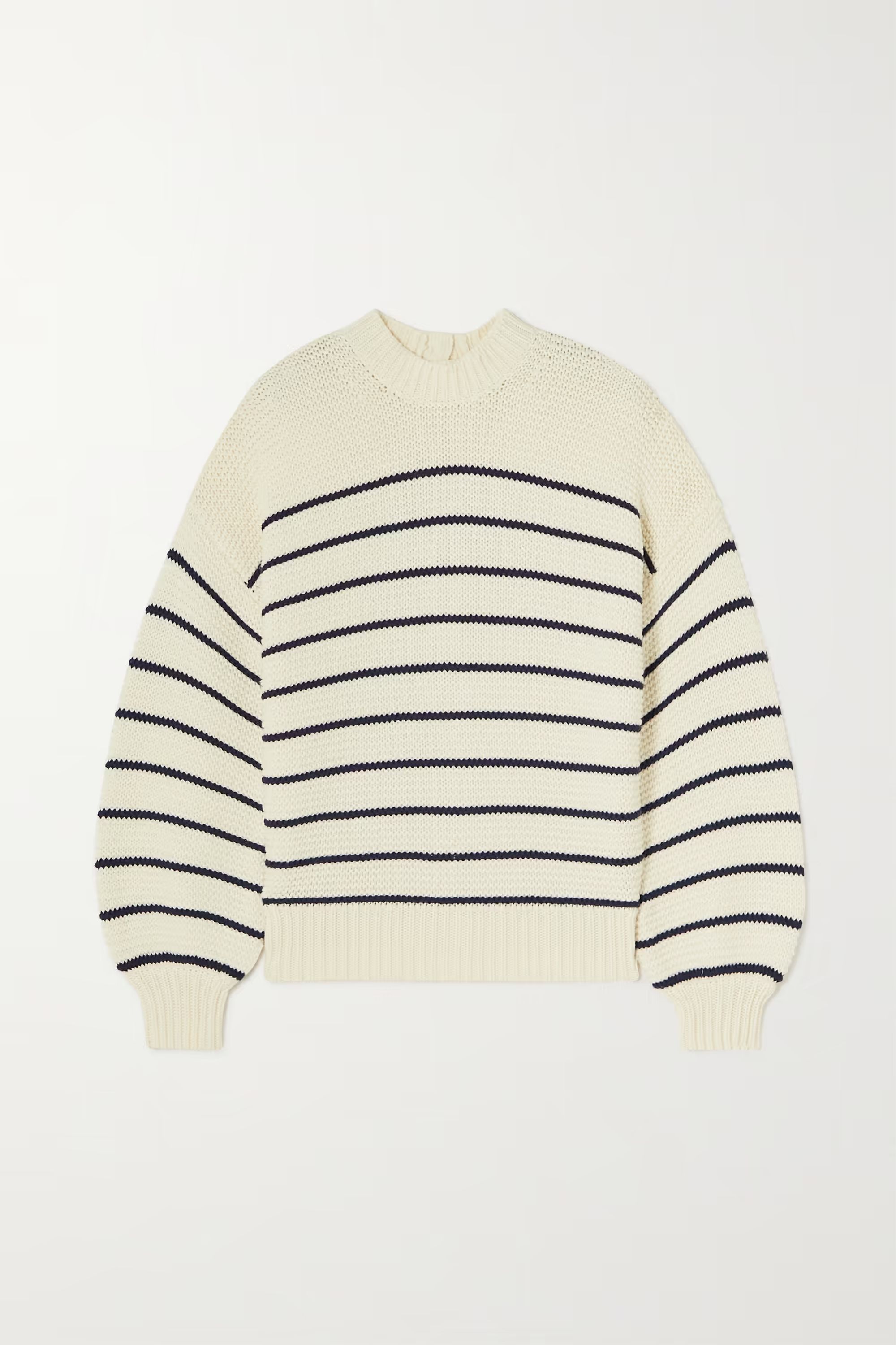 Striped button-embellished cotton sweater | NET-A-PORTER (US)