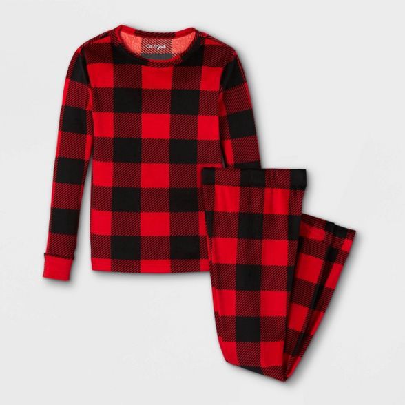 Boys' 2pc Snuggly Soft Buffalo Check Pajama Set - Cat & Jack™ Red/Black | Target