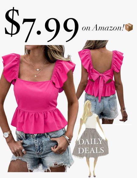 Pink blouse with ruffles
Girly blouse
Peplum top
Open back with bow


#LTKsalealert #LTKFestival #LTKfindsunder50