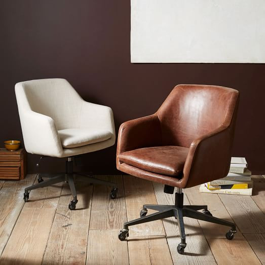 Helvetica Leather Office Chair | West Elm (US)