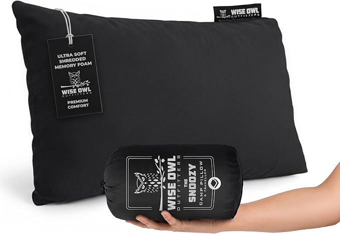 Wise Owl Outfitters Camping Pillow – Memory Foam Travel Pillow for Airplane Sleeping, Hiking, B... | Amazon (US)