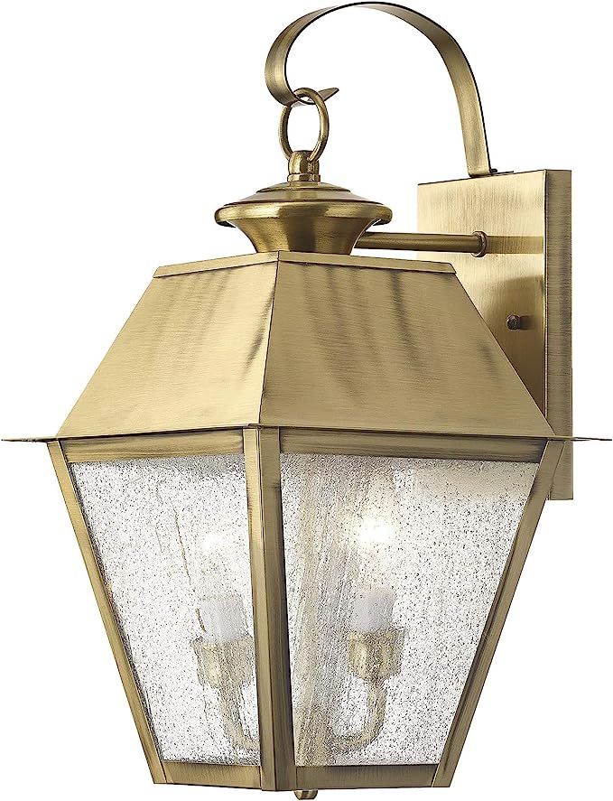 Livex Lighting 2165-01 Transitional Two Light Outdoor Wall Lantern from Mansfield Collection Fini... | Amazon (US)